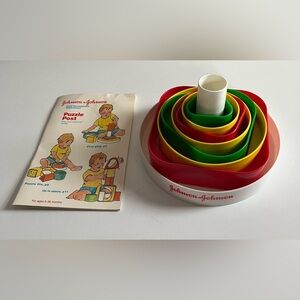 Vintage 80s Johnson & Johnson Stack & Fit Puzzle nesting Toddler Toy learning
